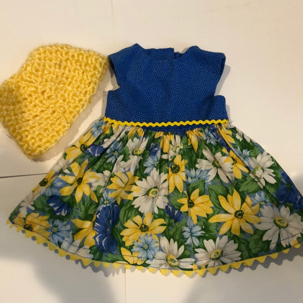 18”inch doll handmade dress and beanie